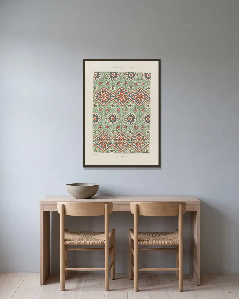 La Décoration arabe Pl.16 av Marpon et Flammarion inramad på en vägg