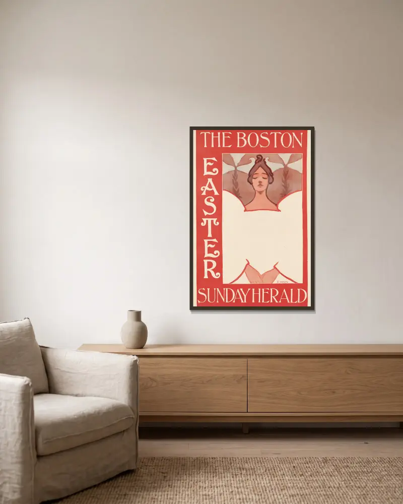 The Boston Sunday herald, Easter av Ethel Reed inramad på en vägg