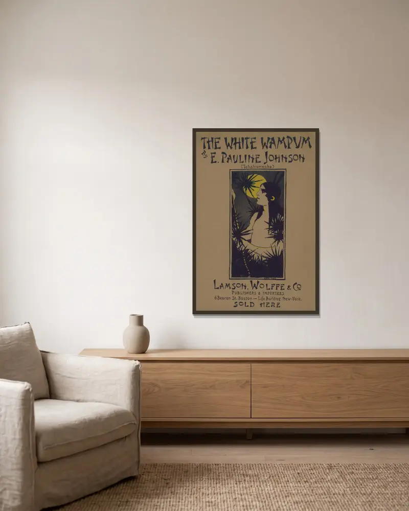 The White Wampum By E. Pauline Johnson, 1895 av Ethel Reed inramad på en vägg