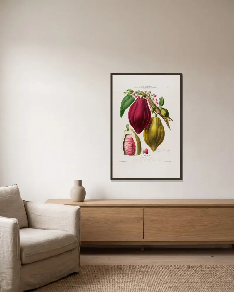 Fransk flora, tecknad efter naturen på plats Pl.082 av Etienne Denisse inramad på en vägg