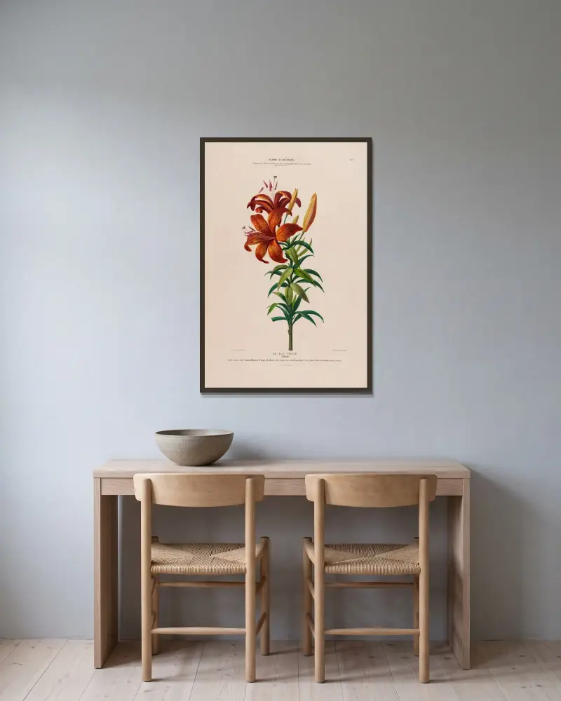 Flora från Amerika, tecknad efter naturen på plats Pl.115 av Etienne Denisse inramad på en vägg