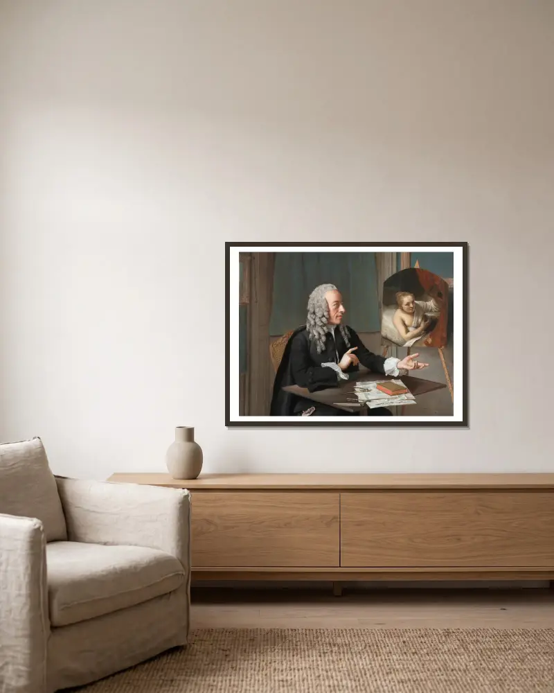 François Tronchin av Jean-Etienne Liotard inramad på en vägg