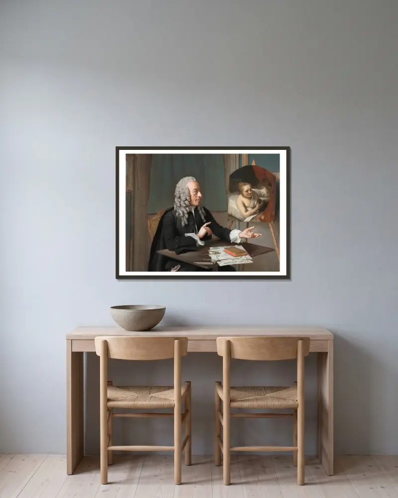 François Tronchin av Jean-Etienne Liotard inramad på en vägg