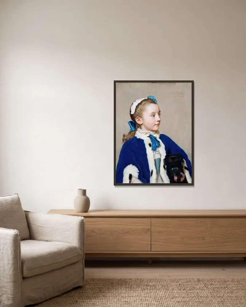 Maria Frederike Van Reede-Athlone At Seven av Jean-Etienne Liotard inramad på en vägg
