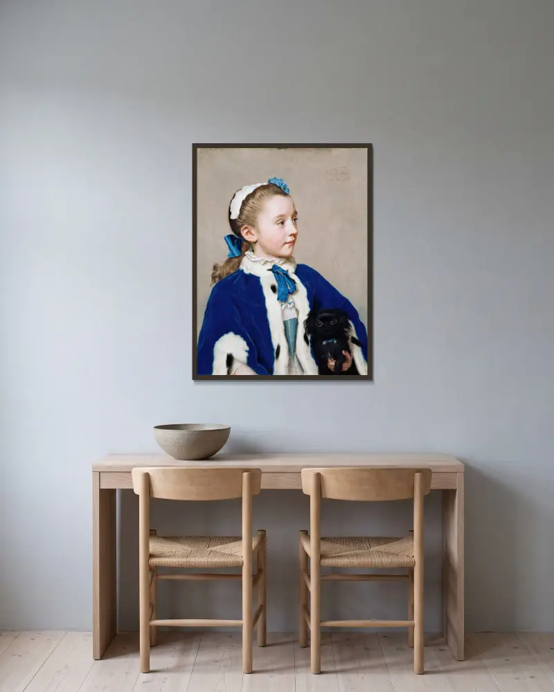 Maria Frederike Van Reede-Athlone At Seven av Jean-Etienne Liotard inramad på en vägg