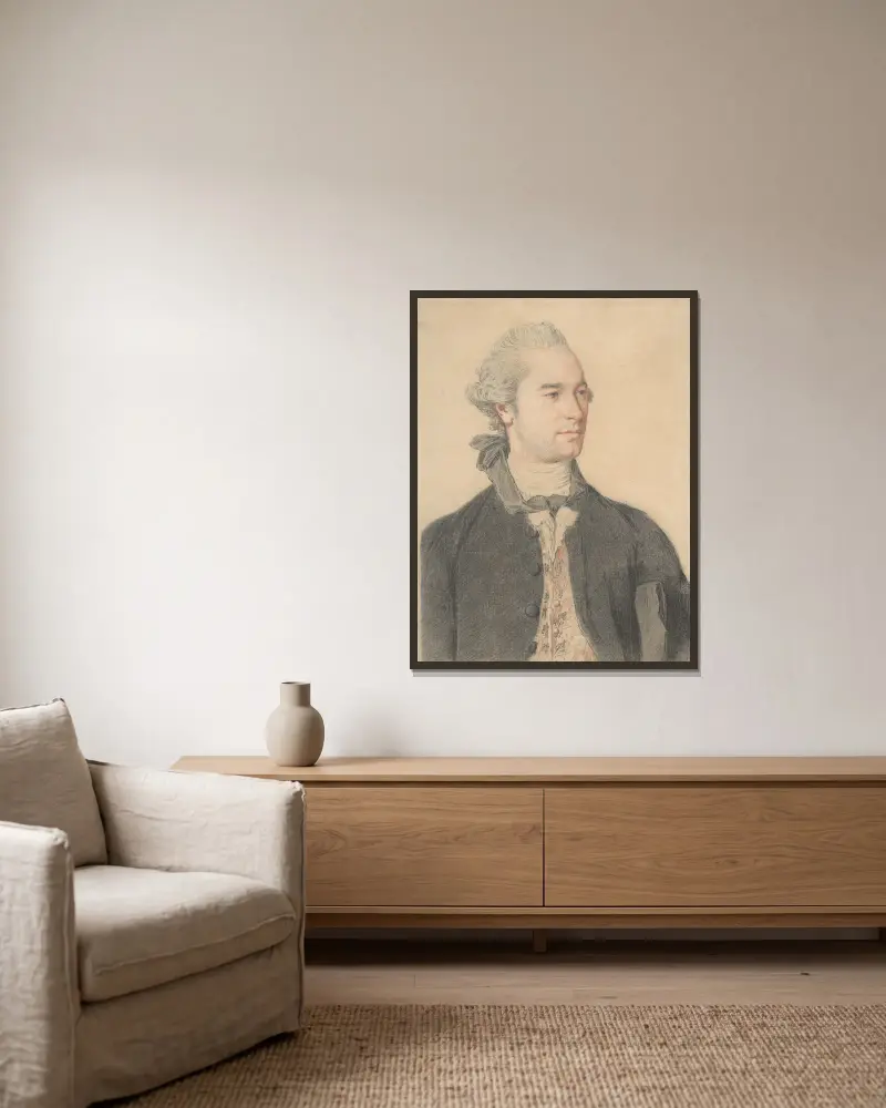 Porträtt av en man av Jean-Etienne Liotard inramad på en vägg