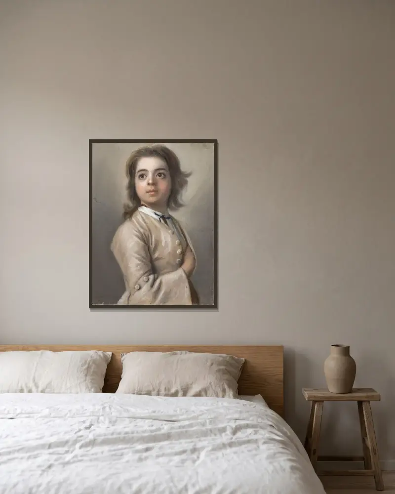 Studie van een jongen ten halven lijve av Jean-Etienne Liotard inramad på en vägg