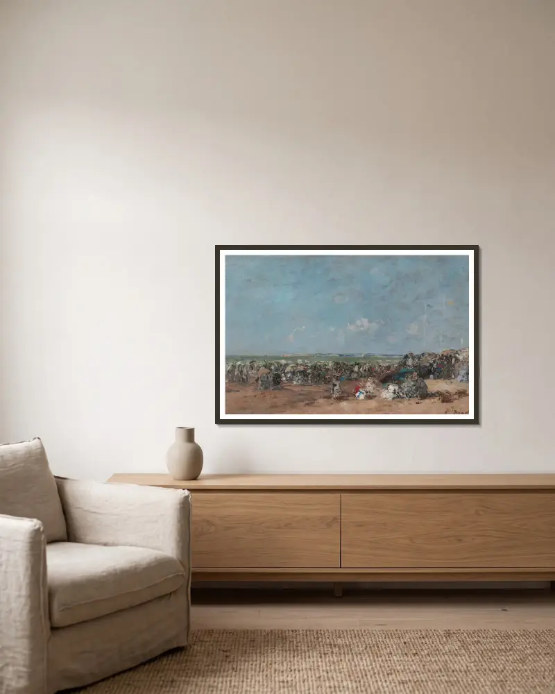 Beach Scene in Trouville av Eugène Boudin inramad på en vägg