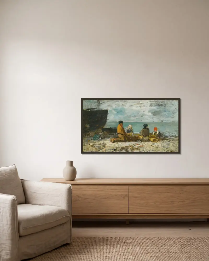 Berck. Stranden av Eugène Boudin inramad på en vägg