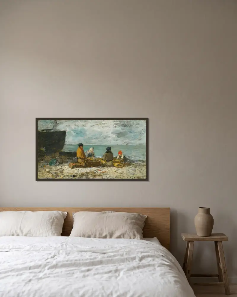 Berck. Stranden av Eugène Boudin inramad på en vägg