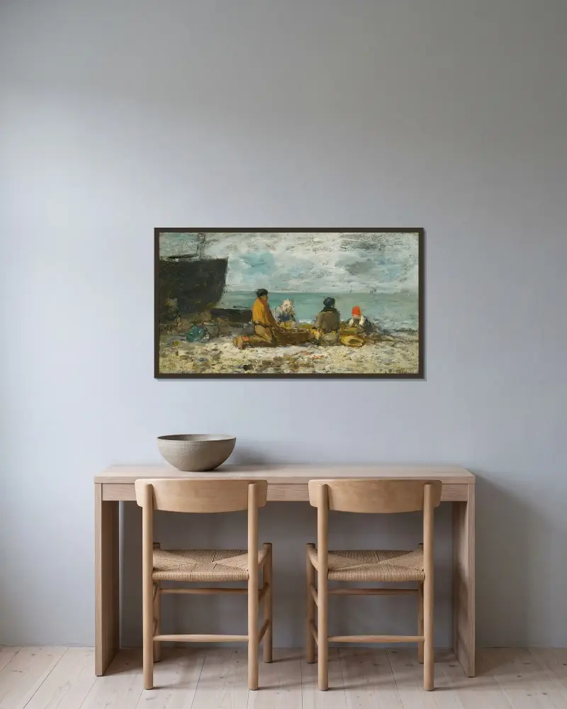Berck. Stranden av Eugène Boudin inramad på en vägg