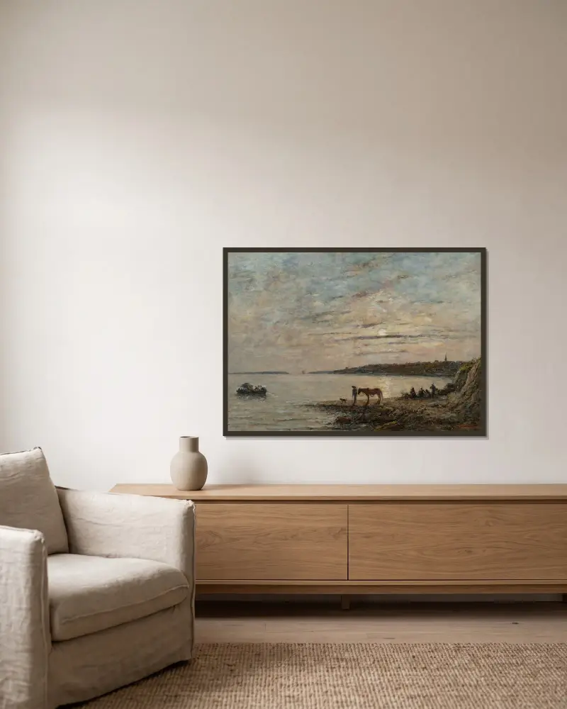 Brest, la rade av Eugène Boudin inramad på en vägg