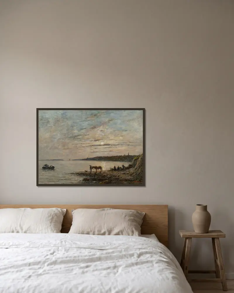 Brest, la rade av Eugène Boudin inramad på en vägg
