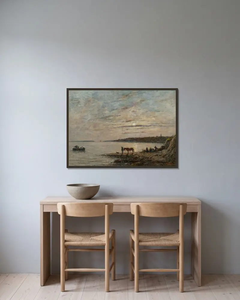 Brest, la rade av Eugène Boudin inramad på en vägg