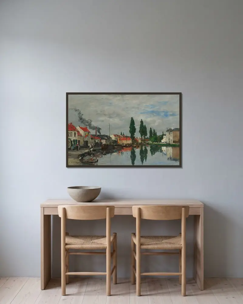 Bryssel, Leuvenkanalen av Eugène Boudin inramad på en vägg