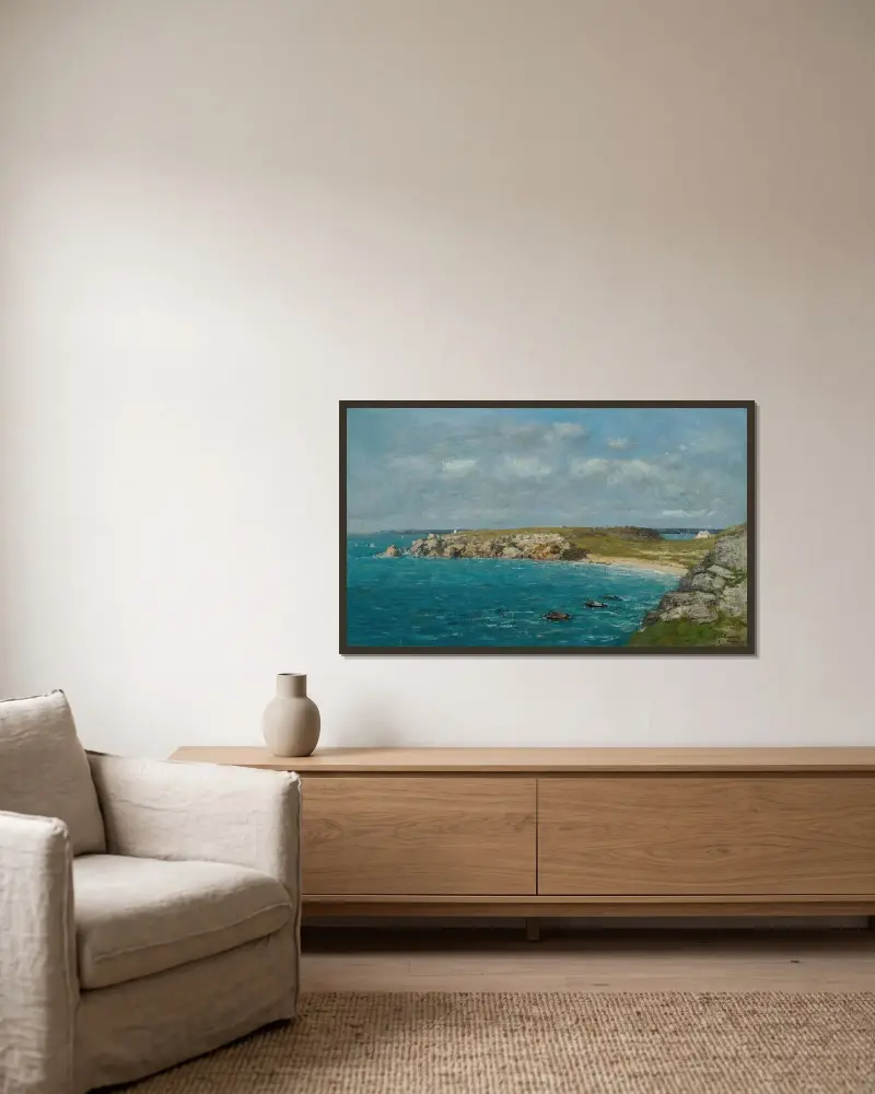 Camaret. La Pointe du Toulinguet av Eugène Boudin inramad på en vägg