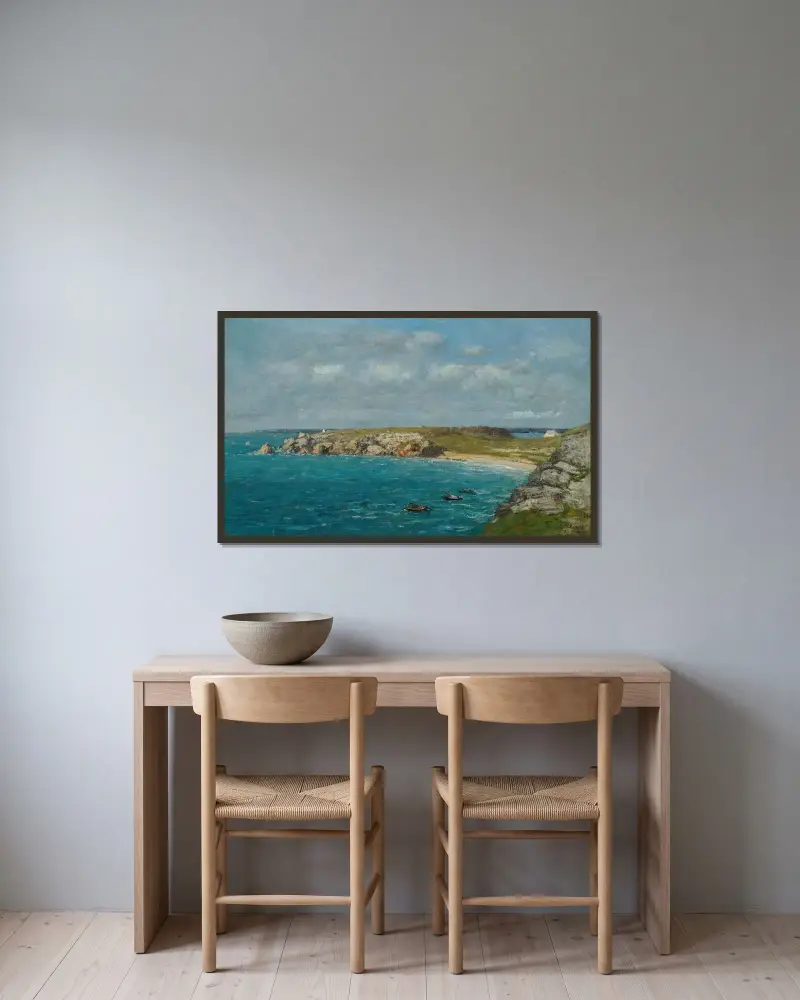 Camaret. La Pointe du Toulinguet av Eugène Boudin inramad på en vägg