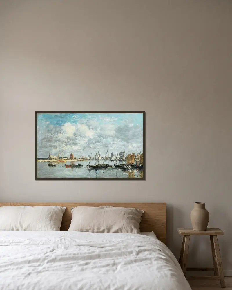 Camaret, Le Port av Eugène Boudin inramad på en vägg