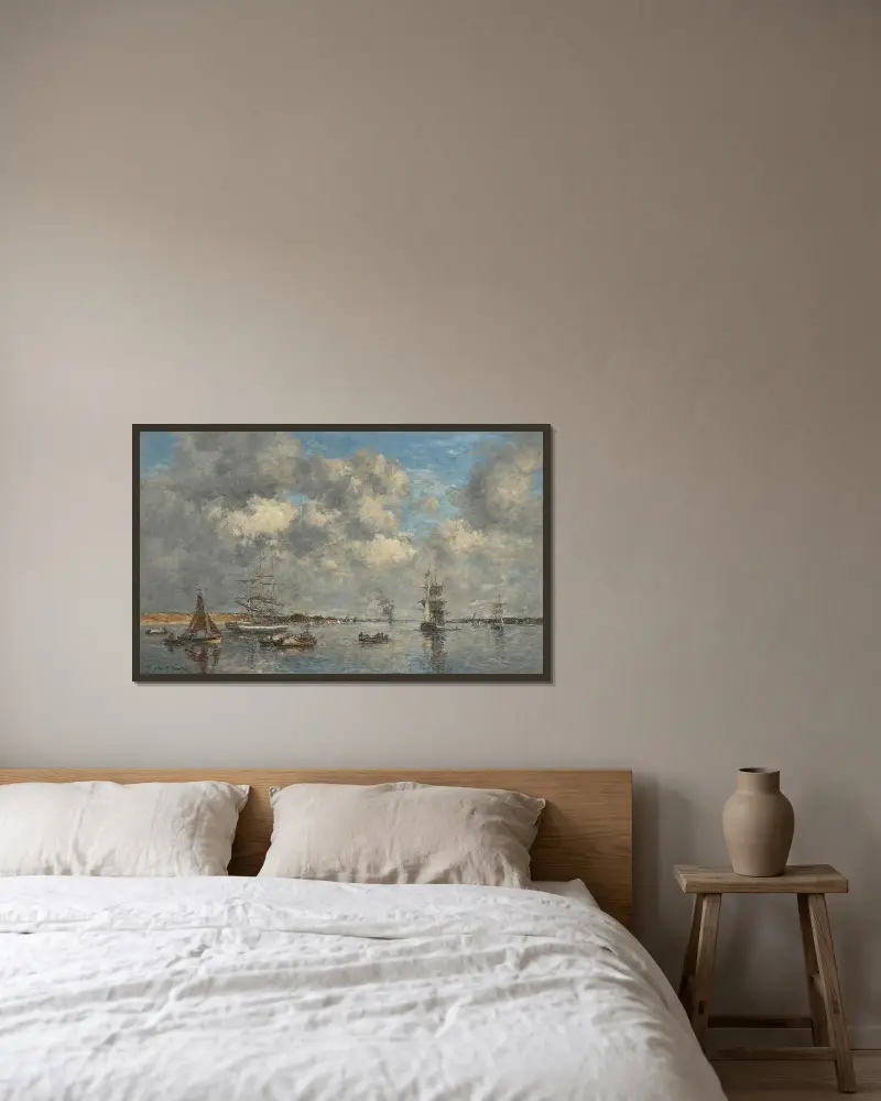 Camaret. Estuariet av Eugène Boudin inramad på en vägg