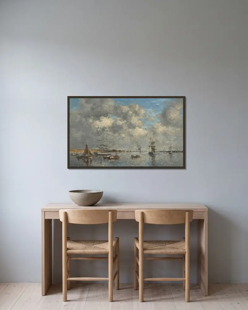 Camaret. Estuariet av Eugène Boudin inramad på en vägg