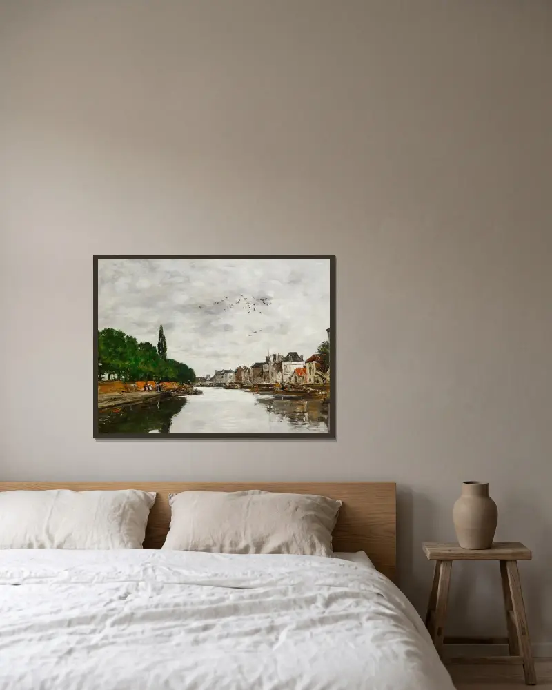 Canal aux environs de Bruxelles av Eugène Boudin inramad på en vägg