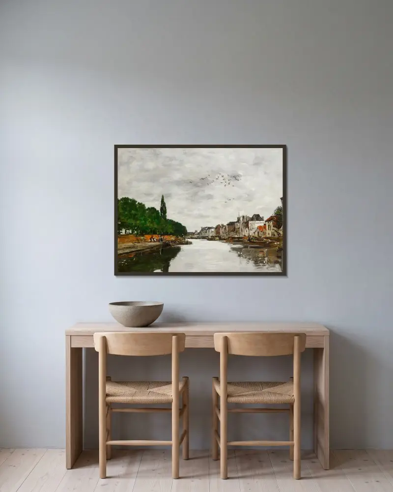 Canal aux environs de Bruxelles av Eugène Boudin inramad på en vägg