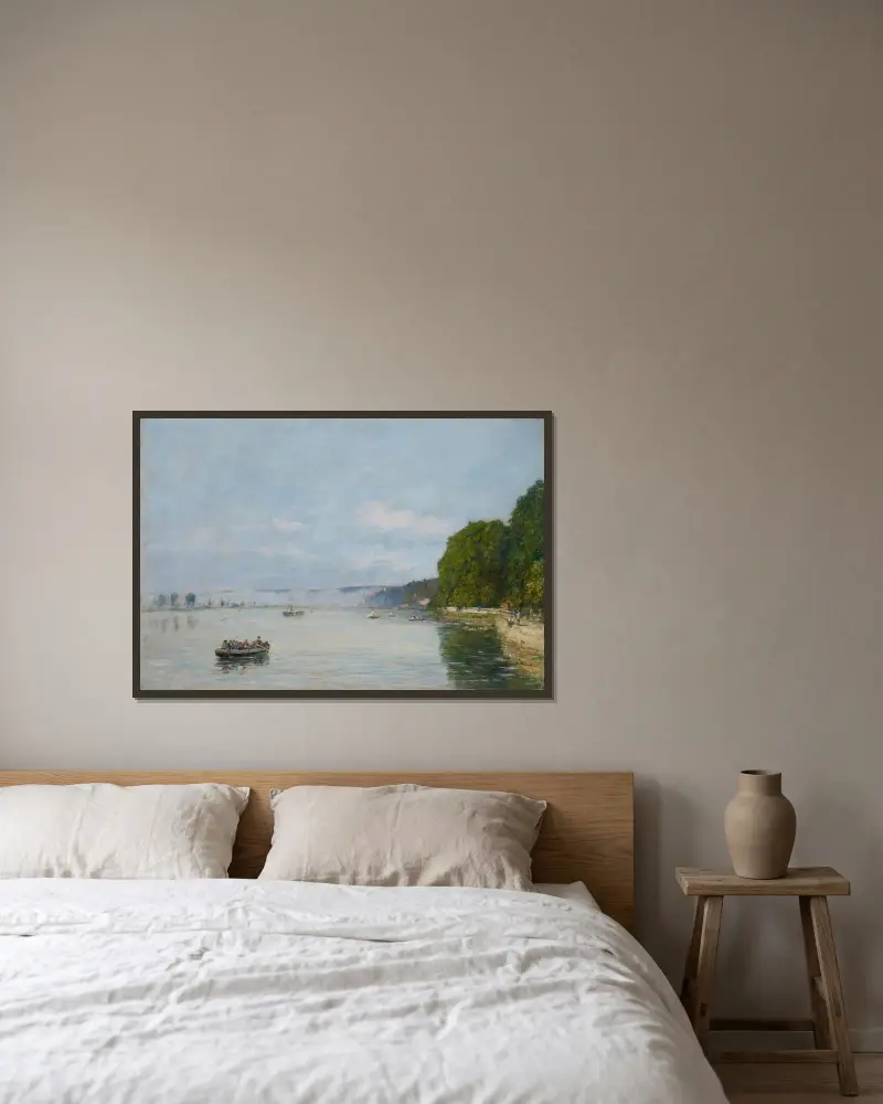 Caudebec-en-Caux, Bateaux sur la Seine av Eugène Boudin inramad på en vägg