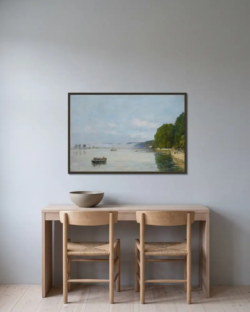 Caudebec-en-Caux, Bateaux sur la Seine av Eugène Boudin inramad på en vägg