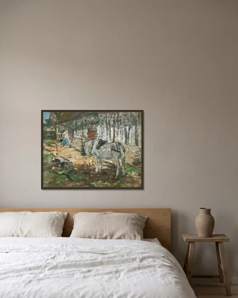 Normandisk häst av Eugène Boudin inramad på en vägg