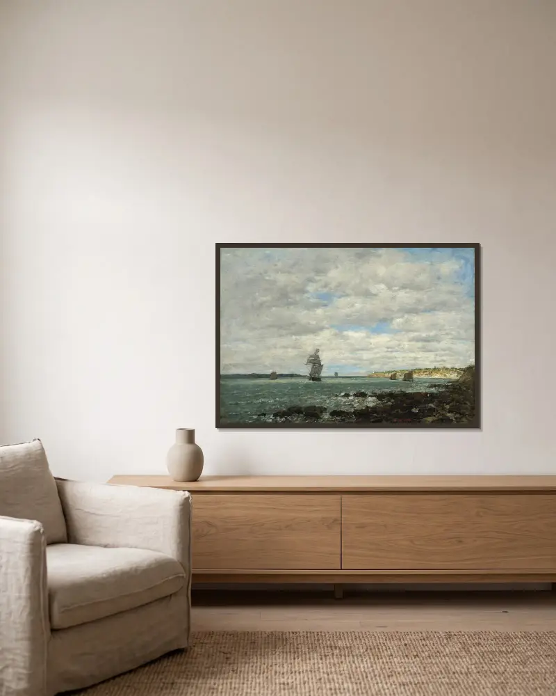 Coast of Brittany av Eugène Boudin inramad på en vägg