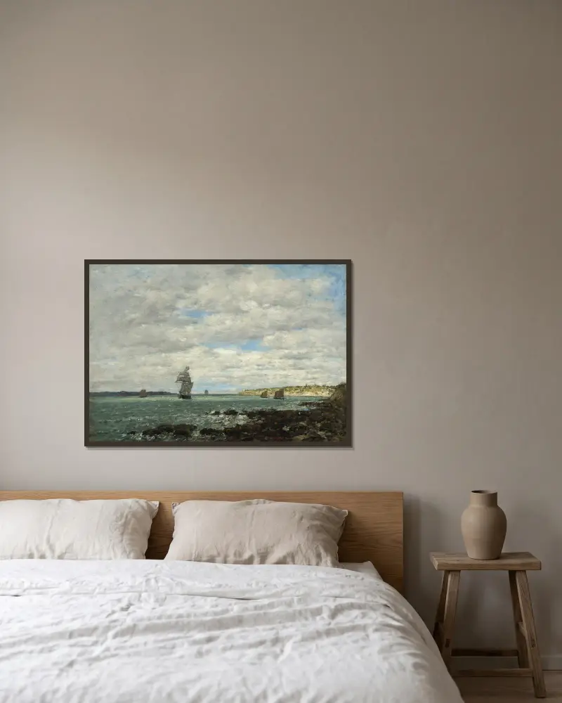 Coast of Brittany av Eugène Boudin inramad på en vägg