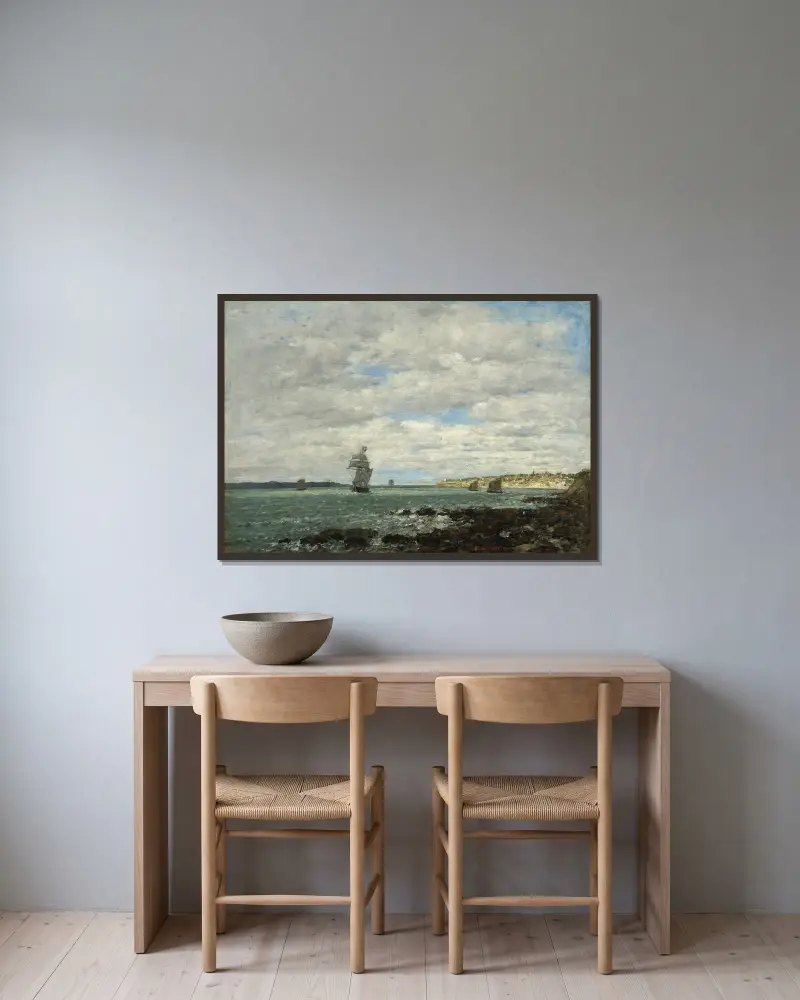 Coast of Brittany av Eugène Boudin inramad på en vägg