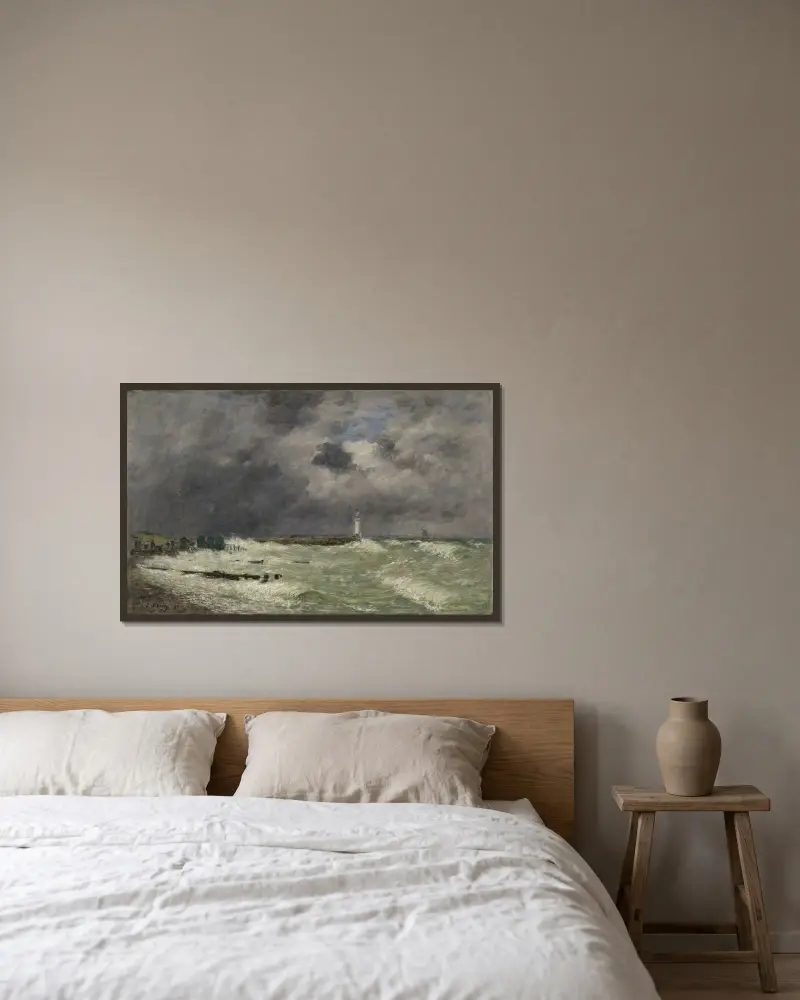 Vindby vid Frascati, Le Havre av Eugène Boudin inramad på en vägg