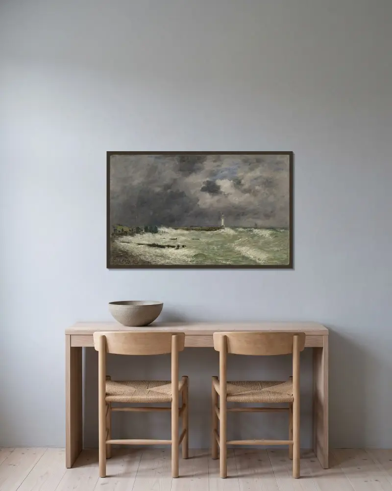 Vindby vid Frascati, Le Havre av Eugène Boudin inramad på en vägg