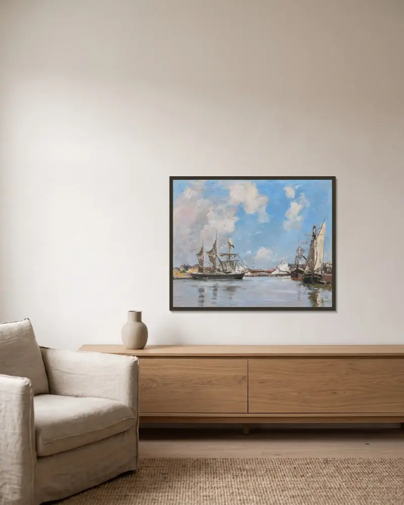 Deauville. Bassängen av Eugène Boudin inramad på en vägg