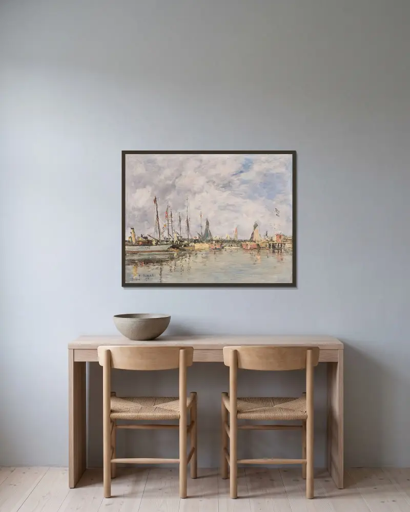 Deauville, le bassin av Eugène Boudin inramad på en vägg