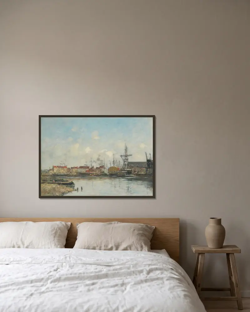 Dunkerque, den gamla bassängen av Eugène Boudin inramad på en vägg