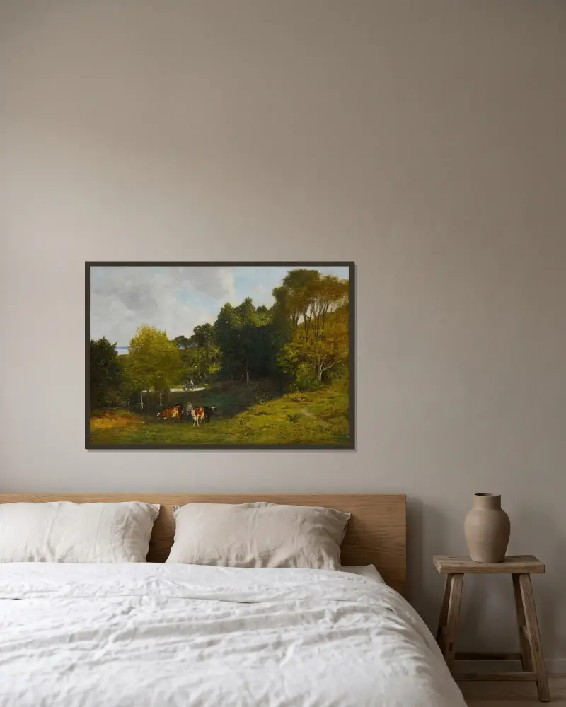 Omgivningar kring Honfleur av Eugène Boudin inramad på en vägg