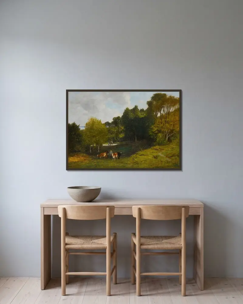 Omgivningar kring Honfleur av Eugène Boudin inramad på en vägg