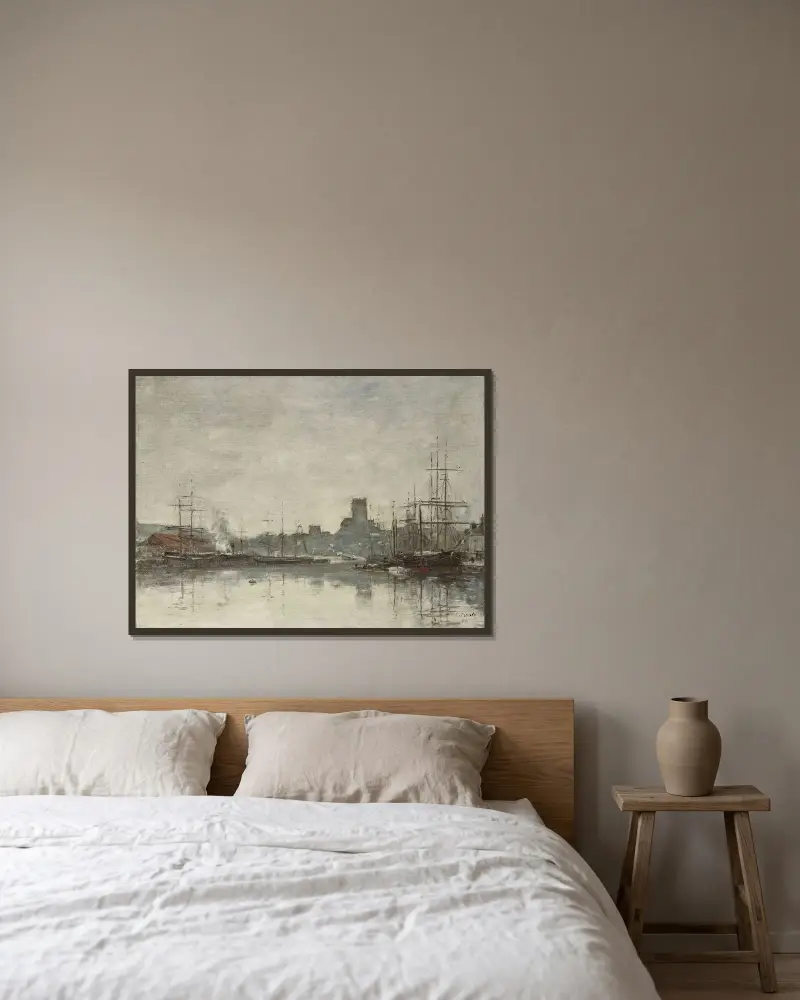 Fécamp, Le port av Eugène Boudin inramad på en vägg