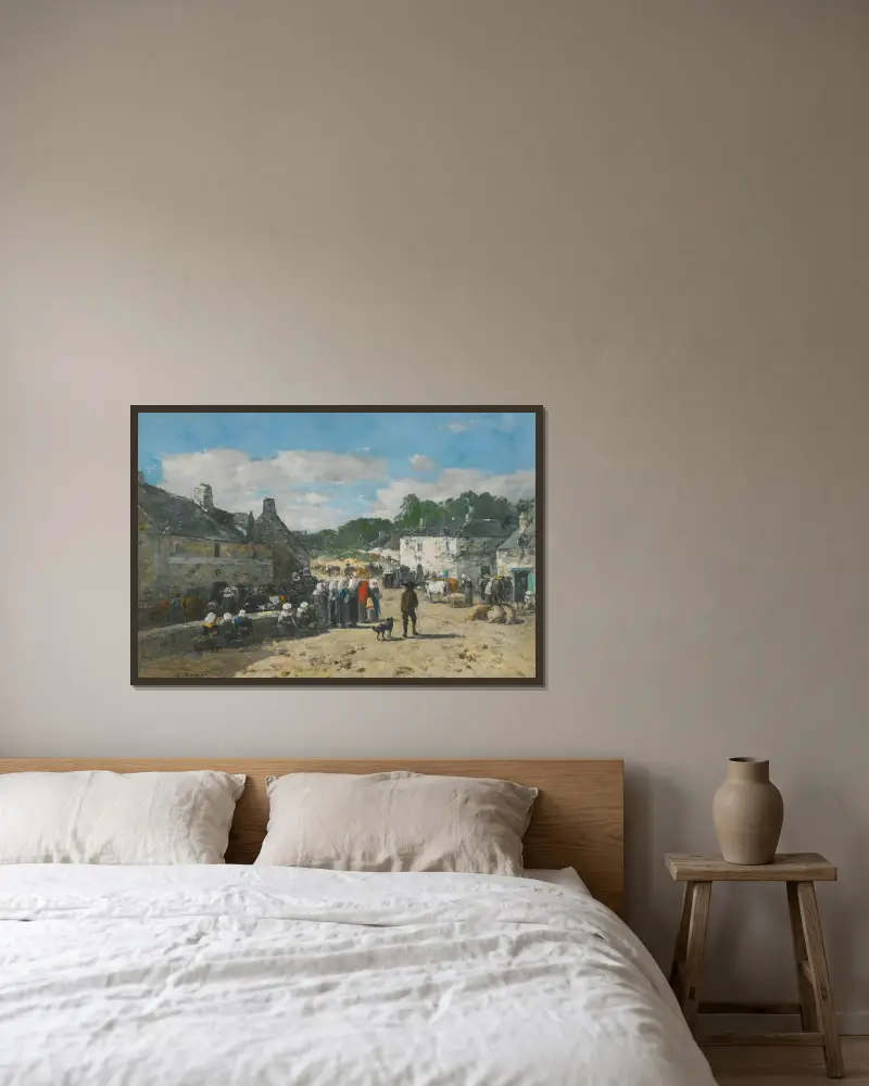 Jour De Foire En Bretagne av Eugène Boudin inramad på en vägg