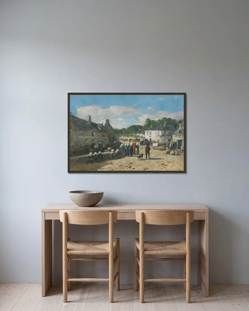 Jour De Foire En Bretagne av Eugène Boudin inramad på en vägg