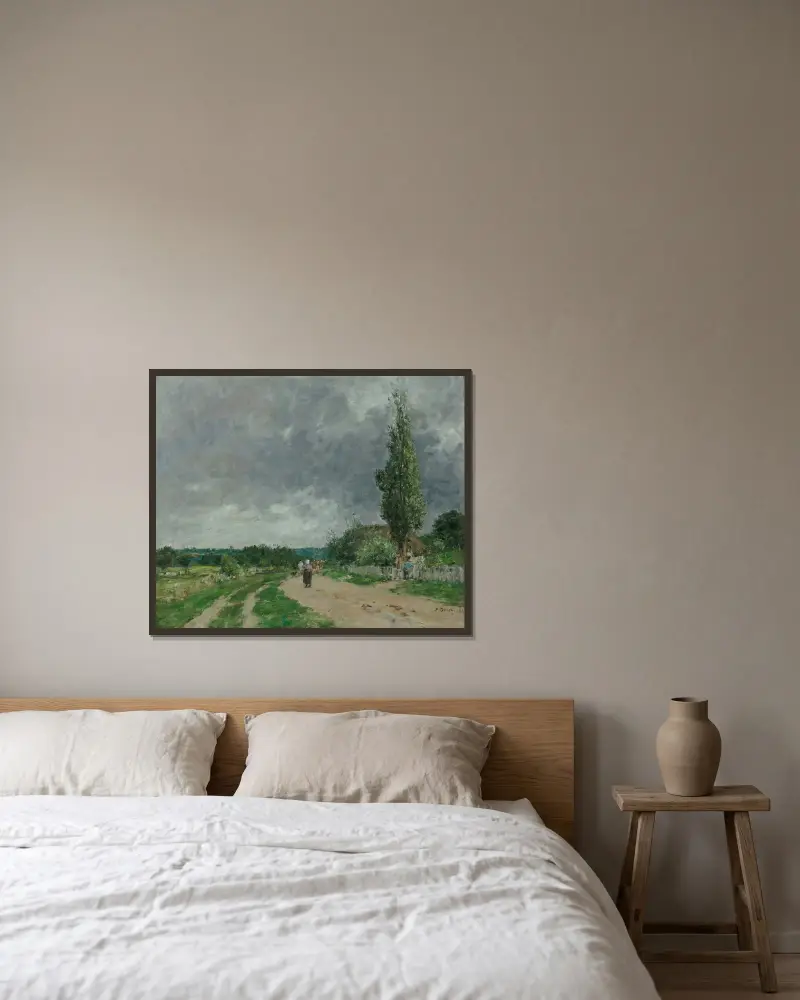 Vägen till Deauville av Eugène Boudin inramad på en vägg
