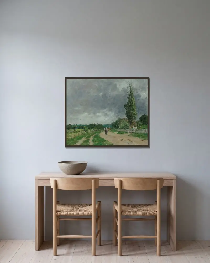 Vägen till Deauville av Eugène Boudin inramad på en vägg