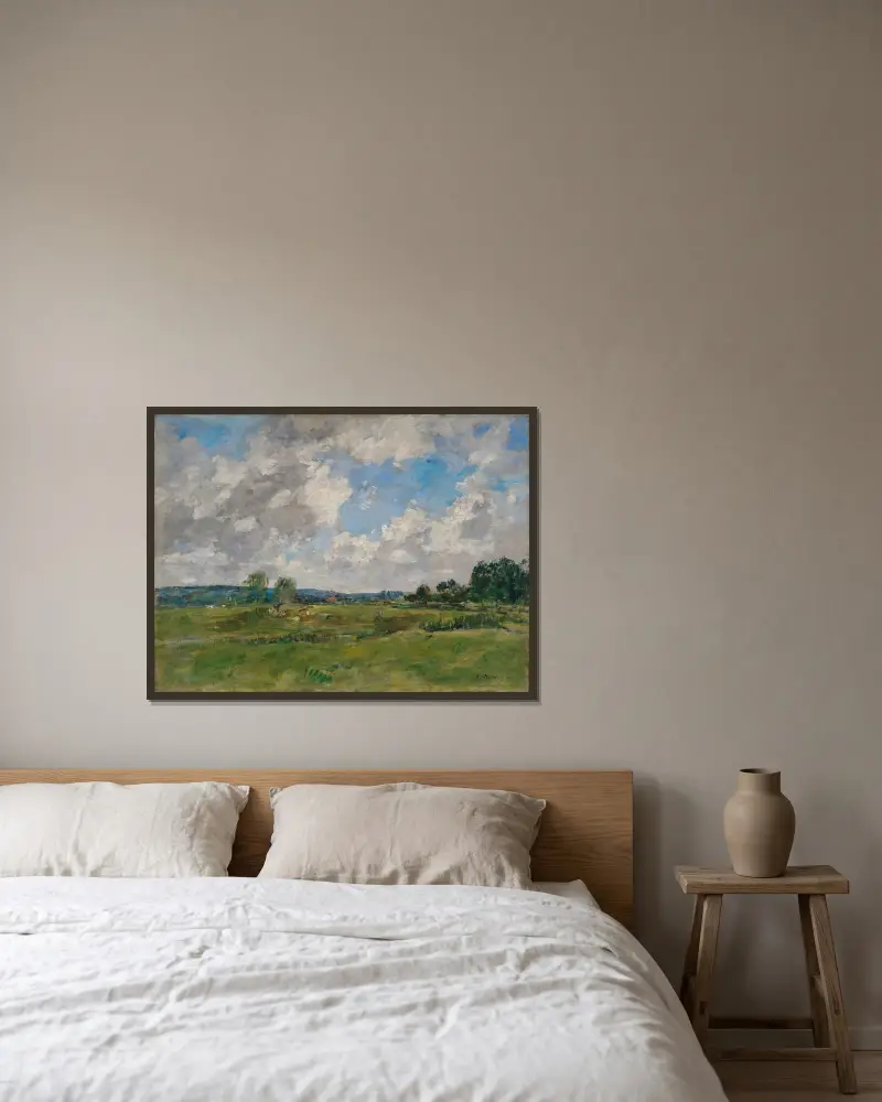 Touquesdalen av Eugène Boudin inramad på en vägg