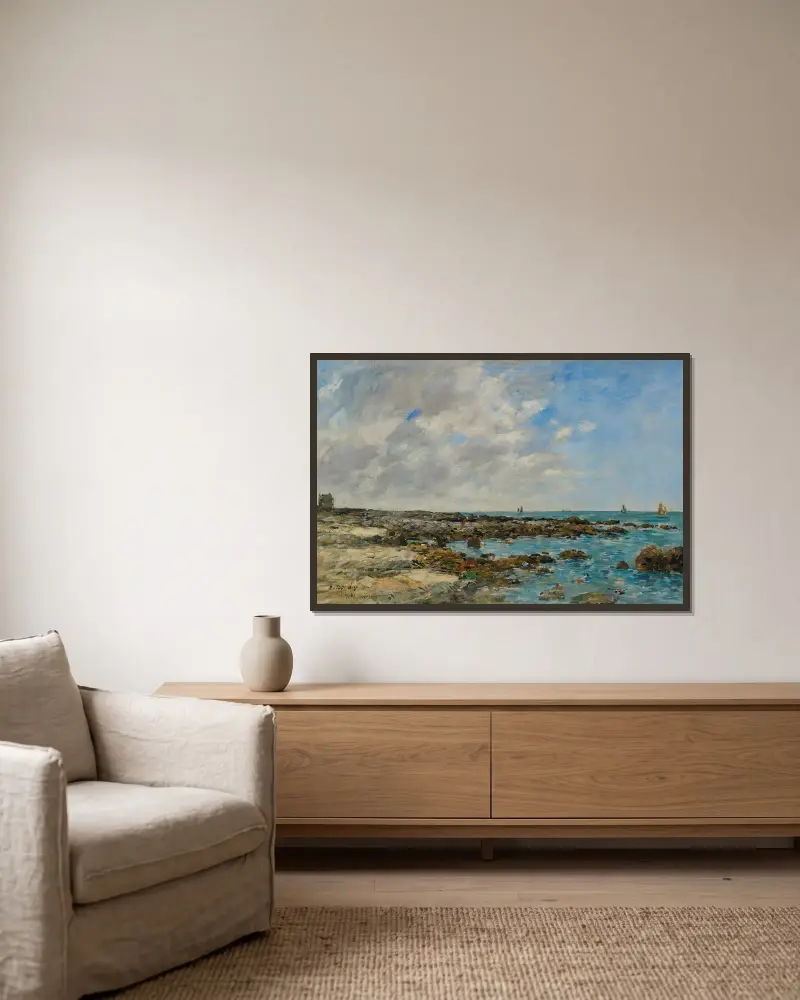 Le Croisic. Bord De Mer av Eugène Boudin inramad på en vägg