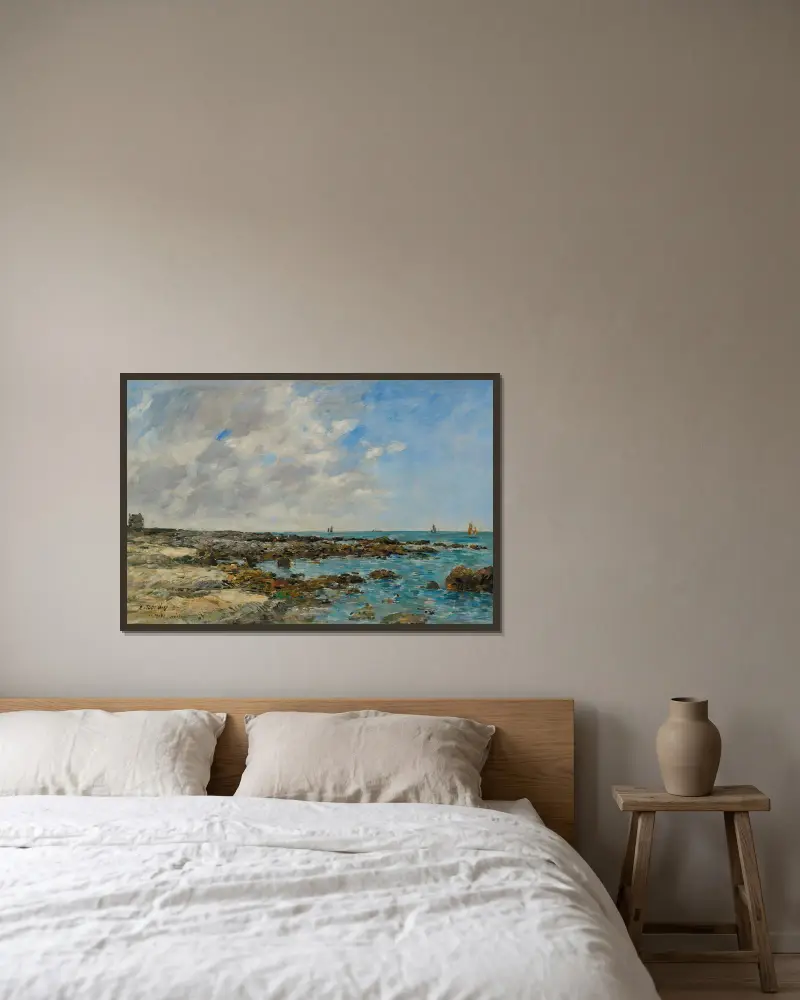 Le Croisic. Bord De Mer av Eugène Boudin inramad på en vägg