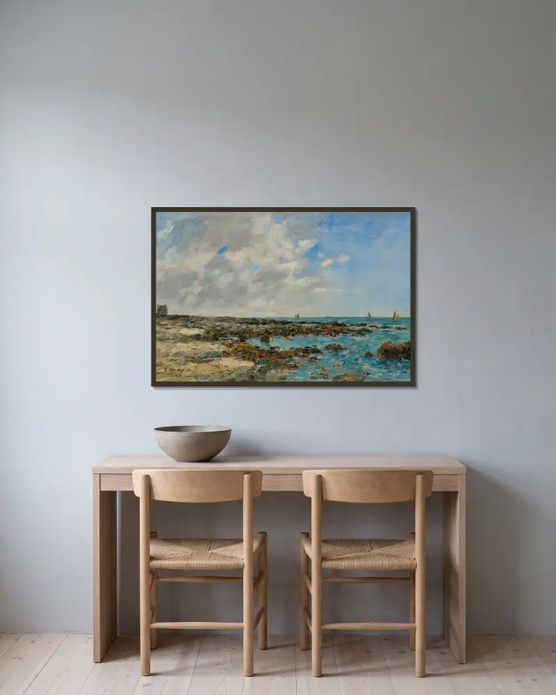 Le Croisic. Bord De Mer av Eugène Boudin inramad på en vägg
