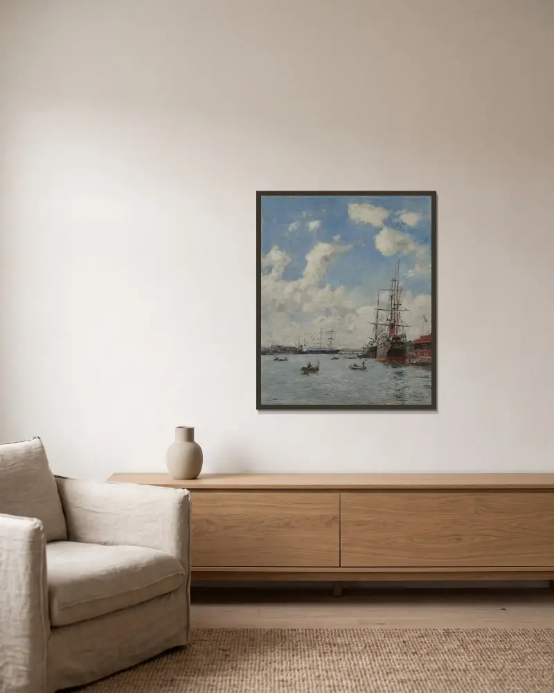 Le Havre, Eure-bassängen av Eugène Boudin inramad på en vägg