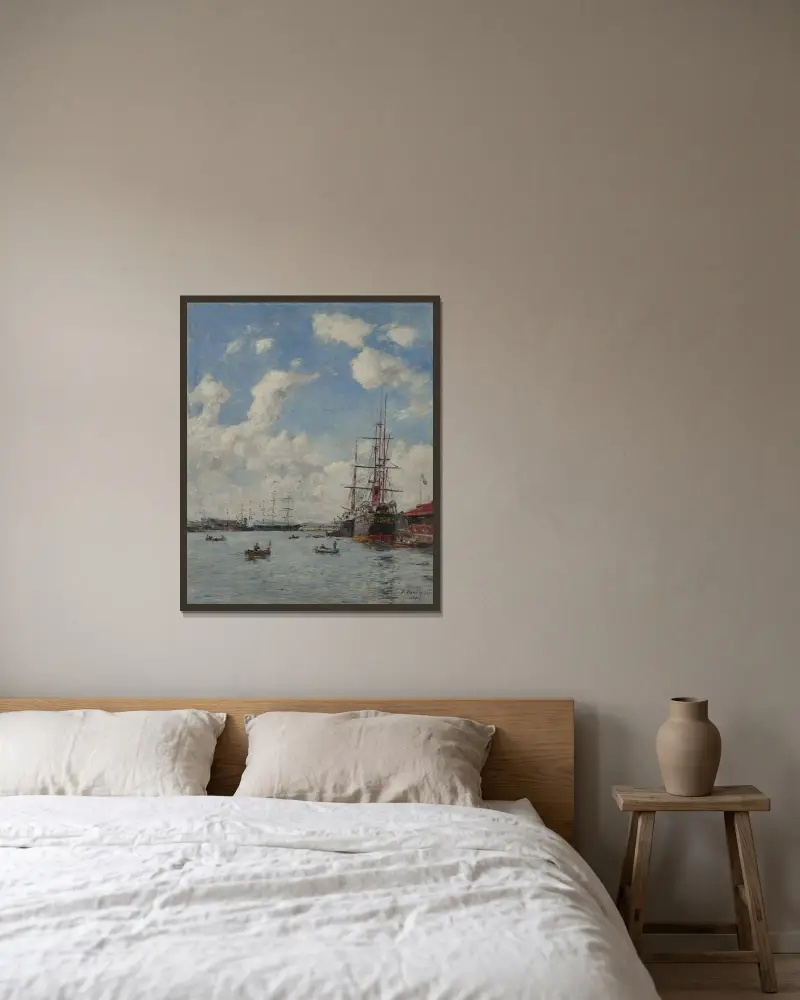 Le Havre, Eure-bassängen av Eugène Boudin inramad på en vägg